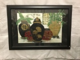 Original painting by Terri B Elenzweig - watercolor and acrylic in frame - Ginger jars still life