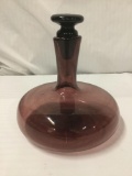 Antique round bottom purple art glass decanter