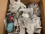 Open box lot - Asian home decor vases cups plates and more approx 18x24x18 inches