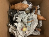 Open box lot - wood carved fish ceramic bird collectibles and more approx 18x24x18 inches