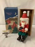 Nutcracker Village - Sitting Santa handcrafted wooden nutcracker in original box 7x7x14 inches.