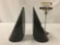 Pair of cut and polished tapered stone bookends, one has chip
