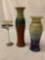 2 handmade glazed ceramic vases w/ tapered bodies & colorful drip design by Mark Hudak