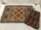 Lot of 2; Native American style woven rug and Dunya woven backpack with leather closures