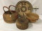 Lot of 4 vintage Native American woven baskets - one with lid - traditional designs