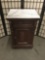 Antique marble top side table with drawer and cabinet