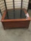 Vintage glass top curio display coffee table with 3 drawers in great shape