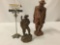 Pair of carved wood German and English figural statues on pedestal bases
