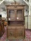 Antique hutch display cabinet w/ ornate carvings 