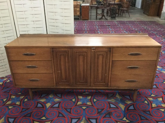 Vintage Mid Century Broyhill Sculptra 9 Drawer Low Boy Dresser