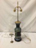 Vintage Cloisonne vasiform body/base table lamp with floral design
