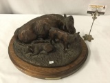 Bronze bull sculpture art by acclaimed artist - Bud Helbig - The Babysitter, Limited edition of 35