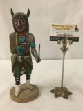 Native American art sculpture - Hopi Buffalo kachina doll, signed by artist