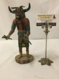 Native American art sculpture - Hopi Orge kachina doll, signed by artist