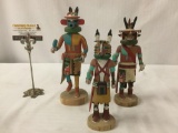 3 Native American Hopi Kachina dolls - 2x signed - Antelope by Conrad Torivio, Rainbow by Vina