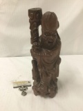 Vintage carved sage statue made from tropical hardwood