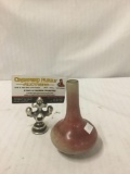 Vintage glazed ceramic bud vase having a tapered neck