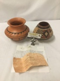Genuine Hopi ceramic pots w/ COA - Bandelier Trading Co. signed A. Yesselith Hopi & S. Setall