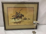 Ltd Ed signed lithograph by Frank McCarthy - On the Warpath #'d 776/1000 in wood frame
