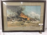Ltd Ed signed lithograph by Frank McCarthy - Burning the Way Station #'d 735/1000 in wood frame