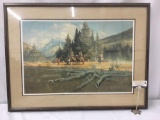 Ltd Ed signed lithograph by Frank McCarthy - A Time of Decision in wooden frame