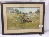 Ltd Ed signed lithograph by Frank McCarthy - Surrounded - #'d 601/1000 in wooden frame