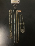 4 vintage estate jewelry necklaces incl. Mexican filigree necklace, Laguna crystal choker, etc