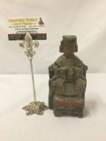 Antique/vintage carved and painted Asian figural Statue on a plinth base