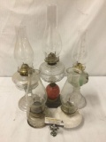 Collection of 5 vintage/antique glass oil lamps