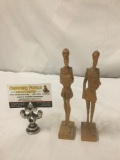 Pair of vintage hand carved wood Spanish Don Quixote statues