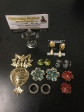 7 vintage and modern estate jewelry pieces - Glasstique by Richelieu earrings, owl pendant, etc