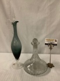 Vintage crystal wine decanter and smoked glass lidded ewer / decanter (made in Italy)
