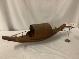 Vintage Asian wooden paddle boat model - as is