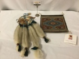 2 Native American dream catcher & Genuine Navajo Rug by Delora VanWinkle w/COA