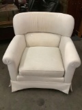 Modern upholstered cream / white arm chairs