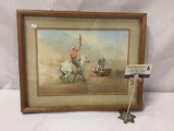 Bud Helbig untitled signed original watercolor from 1979 Appalossa News issue - in woof frame