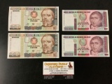 4 unc Peru bank 100,000 and 1,000,000 notes (1989-90) - Banco Central De Reserve Del Peru