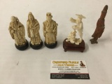 Lot of 5 small Asian figural carvings in wood and bone