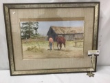 Original Bud Helbig watercolor painting - The Old Place - in wood frame & appraised at $1300