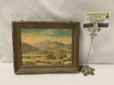 Herbert Sartelle original oil landscape depicting a desert landscape - in wood frame