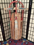 Antique wood and metal Sears snow sled