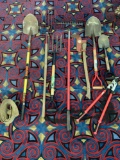 9 yard tools; Structron shovel, Ames spading fork, rake, Ace shovels, and more see pics