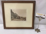 Antique framed photogravure by Edward Curtis (1868-1952) Return of the Trading Party - 1921