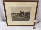 Antique framed photogravure by John Andrew & Son of Edward Curtis - At the Shrine - $350 value