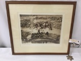 Antique framed photogravure by Suffolk Engraving Co. of Edward Curtis - Flute Dancers At Tureva
