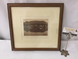 Antique framed photogravure by Edward Curtis - Kalispel Village (copyright 1910)