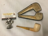 Vintage Meerschaum pipe in case - fair cond