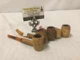 Collection of 5 vintage corn cob pipes