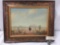 Original Herbert Sartelle oil painting depicting a desert landscape w/ horse & rider - appraised @