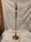 Antique stand g lamp with milk glass shade and accents, works, approx 54x10 inches.